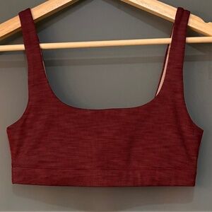 Vuori Ribbed Sports Bra, Maroon, Size S